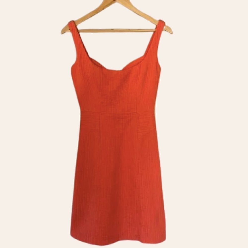 Milly of New York Orange Cotton Balconet Mini Dress